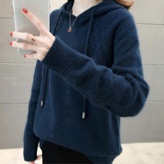 코트 이너용 꽈배기 짜임 여자 니트 후드티셔츠 깔끔