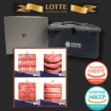 [롯데백화점 한우세트] 1+ 1등급 프리미엄 한우선물세트, 1등급 구이 1kg (등심/안심/채끝/부채살), 1세트