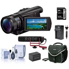 Sony FDR-AX100B 4K UHD Video Camera with 3.5-Inch LCD (Black) Bundle Kit Rode VideoMic GO + Extra, One Color_One Size, 상세 설명 참조0, 상세 설명 참조0