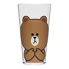 Line Friends Plastic Drinking Cups - 2 Sets of 18.5 ounce BROWN Character Design Acrylic Water Tumb, One Color_Brown, 상세 설명 참조0, One Color