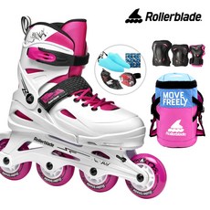 아동 인라인 스케이트 롤러블레이드 퓨리 콤보 화이트핑크+정품보호대+가방 신발항균건조기 휠커버 외
