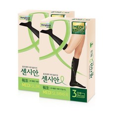 센시안 워크 동국제약 의료기기 압박 반스타킹 블랙, 2개