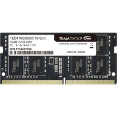 팀그룹 엘리트 DDR4 16GB 싱글 2666MHz PC4-21300 CL19 SODIMM 260핀 노트북 메모리 모듈 램 - TED416G2666C19-S01 359830