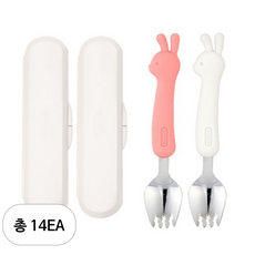 에디슨 국산 토끼 실리콘 스포크 케이스 세트, 스포크 2종 + 케이스, 토끼핑크 + 토끼크림, 14세트