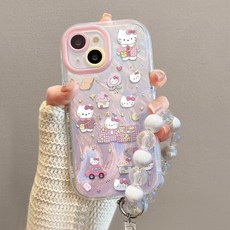Chephie 아이폰16/15 헬로키티 카툰 스트랩 휴대폰 케이스