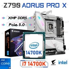 인텔 14 세대 i7 14700K LGA CPU 콤보 기가바이트 Z790 AORUS PRO X DDR5 메인보드 세트 프로세서 키트 ATX, 03 마더 보드 + CPU