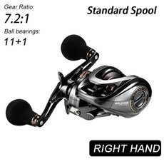 4점대베이트릴HIAW200 Baitcasting 낚시 릴 자기 브레이크 시스템 9.5Kg 드래그 11 + 1BB 5.4:1 고속 낚시, 06 Right Standard 7.2