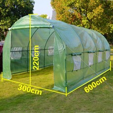 6m 비닐하우스 만들기 소형 온실 조립식 비닐하우스 온난방 냉동방지, 6x3x2.2 초록색 창개