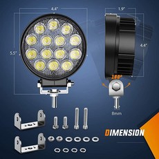 Nilight LED 포드 2개 11.4cm(4.5인치) 42W 4200LM 원형 투광 조명 오프로드 조명 안개등 운전 지붕 LED 조명 바 작업 조명 ATV UTV SUV 트럭, Nilight LED 포드 2개 11.4cm(4.5인치