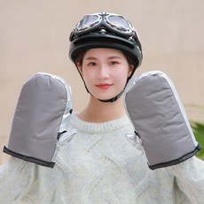 해외상품 오토바이 방한 장갑전기차 자외선 차단 겨울 보온 방수 스쿠터 핸드피스, 08.장갑-솔리드그레이-벨벳덧신