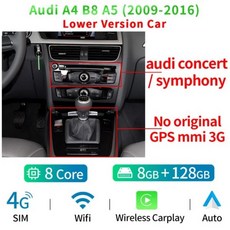 안드로이드올인원 COIKA-안드로이드 11 시스템 자동차 스크린 플레이어 아우디 A4 B8 A5 2009-2017 GPS 네비 스테레오 8 + 128GB RAM WIFI Goog, MTK LOW 8-128GB