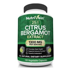 미국 Nutrivein Citrus Bergamot 1300mg 120캡슐 뉴트리베인 시트러스 베르가못 추출물 베르가모트 열매, 1개, 120정