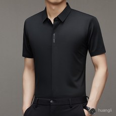 남성 비즈니스 반팔 셔츠 고탄력 패션 헴라인 셔츠 남성복 중년 셔츠