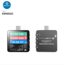 POWERZ KM003C KT002 USBC PD 테스터 전압계 PD31 QC50 충전기 전압 전류 리플 듀얼 볼트 미터 파워 뱅크 감지기, KM003C TypeC