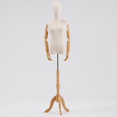 마네킹 의류상점 여자반신 시착용 선반 모형 전신 전시대 인체 옷 지지대, T15-사람머리+원목색 롱삼각+플라스틱 핸드