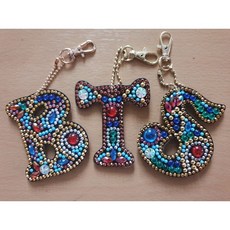 보석십자수 열쇠고리패키지-알파벳 이니셜, 1개