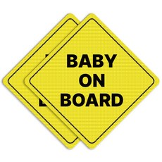 긱베어 마름모 2매입 NEW DRIVER BABY ON BOARD 초보운전 아이탑승 자동차 자석 스티커, 2개, 옐로우_스티커 2개, 옐로우_스티커