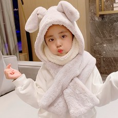 Dec.01 112번 가을 겨울 두꺼운 보온 키즈 토끼 귀달이 후드 귀여운 맨투맨 넥워머 마스크 여성Z