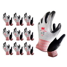 3M 프로그립 3000 NBR 코팅 안전 미끄럼 방지 장갑 10개입 / 3M NBR Coating Safety Gloves Progrip 3000 10pairs, 멜란지그레이 XL, 10개