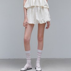 아워코모스 comos 1146 waffle balloon skirt cream