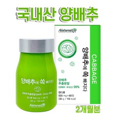 국내산 몸 에 좋은 양배추 추출물 분말 가루 정 알약 캡슐 CABBAGE 설포라판 항산화 효소 음식 먹는법 남성 여성, 1개, 500mgx60정