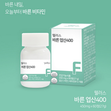웰러스 바른 엽산 400 1병 2개월분 (No화학부형제 아연 비타민B) 3개, 60정