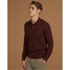 닥스 남성 20FW [워셔블 기능성] 와인 솔리드 소프트터치 긴팔 폴로니트 DMSW0D305D2
