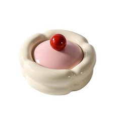 Makone가정용 귀여운 재떨이 뚜껑, 코튼 캔디 재떨이-우유 화이트 바디-파우더 커버 + 레, 1개