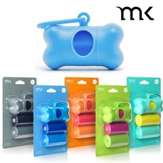 [땡스스탬프] MK 풉백 강아지 배변봉투 케이스 똥츄, 1개, MK 디스펜서+리필 60매 라이트블루/다크블루