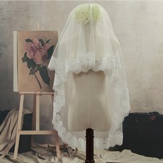 미니웨딩드레스 월하 러브 뉴타입 신부 웨딩드레스 한국식 짧은타입 면사포 정교한 레이스 심플