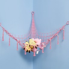 까마느 인테리어 마크라메 감성 소품 태슬 해먹 인형 해먹, 핑크 88*88*110cm (나무구슬 제외)