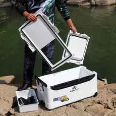해동갈치쿨러 아이스박스 대용량 낚시용 대형 캠핑 바퀴달린 쿨러, 70L 레드화이트