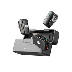 카메라 마이크 DJI 마이크 2 무선 라발리에 노이즈 캔슬링 48kHz 32비트 플로트 내부 녹음 820피트 250m 범위 충전 케이스 포함 18H 배터리 카메라용 /폰 브이로그, 2 Mic 2 Transmitter Shadow Bla, 1개