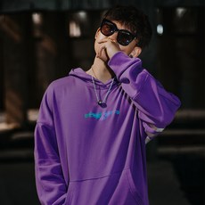 BIGMAN 운동 와이드 루즈핏 스트릿 무드 홀로그램 맨투맨 빅 LOGO 광채 플라워 프린트 캐주얼