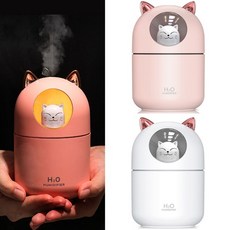 가디언 야옹이 가습기 자동차 usb 미니 LED 무드등, 화이트