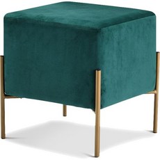 Meridian Furniture 가구 Isla 컬렉션 모던 컨템포러리 벨벳 커버드 오스만금 마감의 튼튼한 스테인리스 스틸 다리가 있는 스툴 15.5인치 x D 17.5인치 H 크, Green