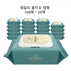 요니렛 안전한 대용량 모든 피부용 데일리 물티슈 캡형 100매 20팩