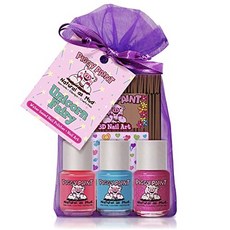 Piggy Paint | 100% Non-Toxic Girls Nail Polish | Safe Cruelty-free Vegan & Low Odor for Kids | U, 유니콘 요정, 3개
