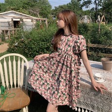 정말이쁜 통통한 소녀를 위한 대형 슬리밍 꽃 드레스 여름 프랑스 스타일 퍼프 슬리브 인형 스커트 작은