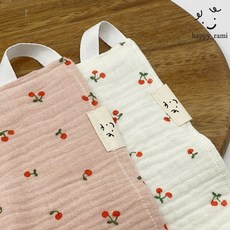 해피라미 페브릭 체리 키친크로스 테이블매트 거즈 주방소품 핑크, 1개, 체리아이보리
