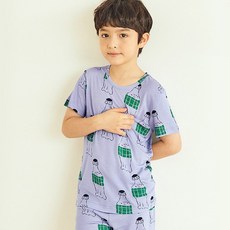 모이모이깜피 아동용 모달5부 반팔내의 실내복 상하세트 스윗코크(바이올렛)