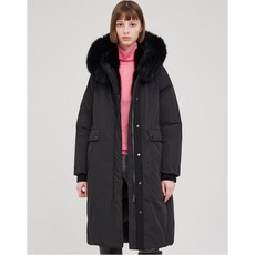헤지스 여성 19FW 블랙 퍼배색 구스다운점퍼 HSJU9D035BK