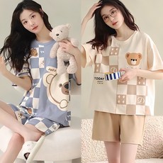 (2세트) 반팔 반바지 홈웨어 상하세트 2종