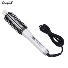 전문 세라믹 음이온 헤어 컬러 straightener 뜨거운 열 빗 전기 lcd 헤어 브러시 컬링 빗 라운드 대형 롤러 wav, 단일상품
