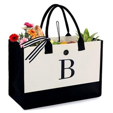 BeeGreen 이니셜 368.5g(13온스) 캔버스 토트 백 맞춤형 비치 백 내부 지퍼 포켓 학교 어머니 독특한 선생님 선물 생일 웨딩 자수 모노그램 선물 여성 친구 Z