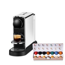 네스프레소 ORIGINAL 캡슐식 커피 메이커 시티즈 플래티넘 C 스테인리스 스틸 C140-ME-W, 유형D + 스테인레스 스틸C