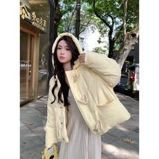 ANYOU 여성 숏 패딩 미니 디자인 경량 화이트 오리털 코트