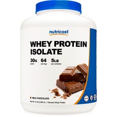 뉴트리코스트 웨이 프로틴 아이솔레이트 파우더 5파운드 밀크 초콜릿맛 1병 5lb 1서빙 36.38g 64회분 Whey Protein Isolate