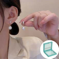 럭스미 드롭 큐빅 진주 귀걸이 925 은침