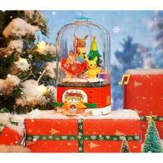 포켓몬 오르골 뮤직박스 피카츄 회전 레고 장난감, 포켓몬 크리스마스 뮤직 박스
